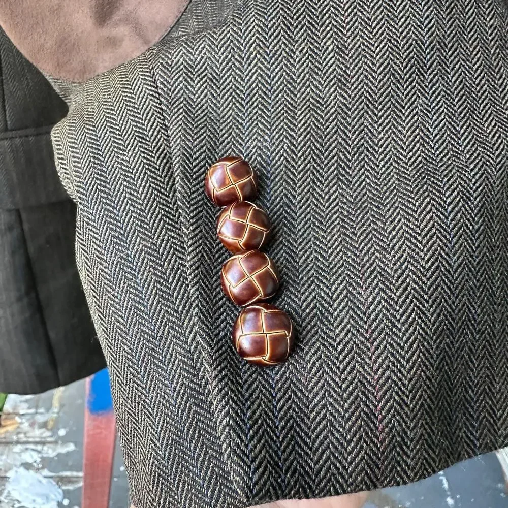 Ralph Lauren 100% Wool Sports Coat Elbow Patches‎ Brown Black Herringbone 42L